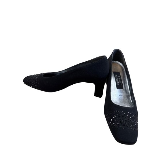 Stuart Weitzman Womens Black Leather Heeled 2.5 " Shoes  Size 7B SKU 7482 - Picture 2 of 11